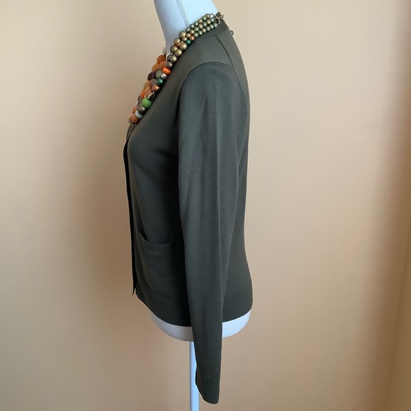 J. CREW Olive Green Merino Wool Cardigan Sweater Size M - Picture 3 of 14
